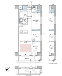 アーバネックス早稲田 2階3LDKの間取り