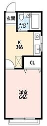 パティオ北国分 1Kの間取図画像