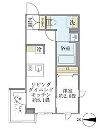 Ｌａ Ｐｅｒｌａ Ｎａｋａｎｏ 3階1LDKの間取り