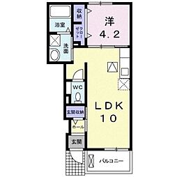 レジデンス・リオＢ 1階1LDKの間取り