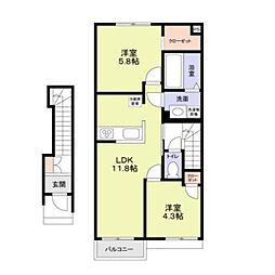 （仮称）足立区六木3丁目計画 2階2LDKの間取り