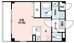 カーバリーハウス ワンルームの間取図画像