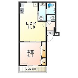 フジパレス守口梶町 1LDKの間取図画像