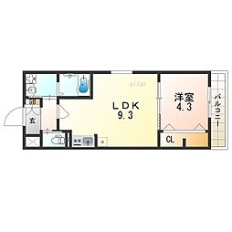 アッシュメゾン歌島橋1 1LDKの間取図画像
