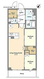 KDXレジデンス田園調布南 1階2LDKの間取り