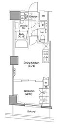 ザ・パークハビオ新宿 1DKの間取図画像