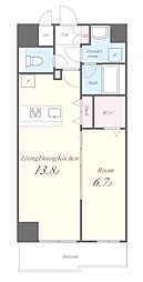 ソレアード富士見 1LDKの間取図画像