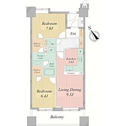 ライオンズステーションプラザ入谷 2LDKの間取図画像