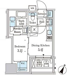 パークアクシス神保町 5階1DKの間取り