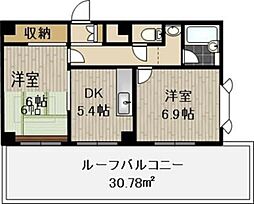メゾンカネキュー 2DKの間取図画像