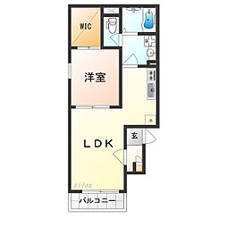 オガールコートナカモズ 1階1LDKの間取り