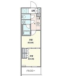 GENOVIA世田谷桜 2Kの間取図画像