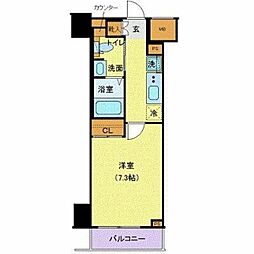 ジェノヴィア目黒南グリーンヴェール 7階1Kの間取り