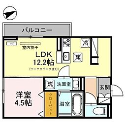 アトールテラス三条 1階1LDKの間取り