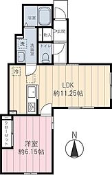 アンシャンテ 1階1LDKの間取り