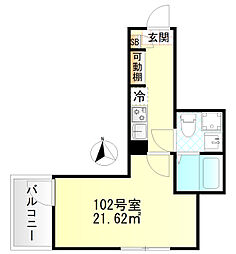 M-SQUARE 1Kの間取図画像