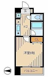 東京メトロ丸ノ内線 中野新橋駅 徒歩3分の賃貸マンション 2階1Kの間取り