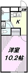 アムールアルブル 1Kの間取図画像