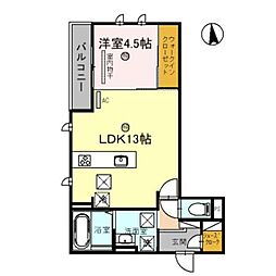 D-roomK 1LDKの間取図画像
