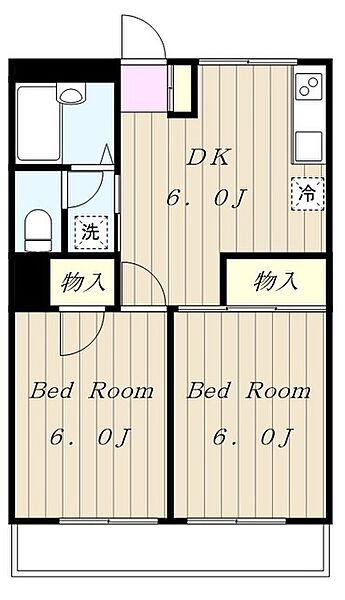 東京都多摩市諏訪１丁目(賃貸マンション2DK・2階・41.79㎡)の写真 その2