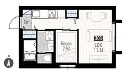 文京区小日向1丁目マンション 1LDKの間取図画像
