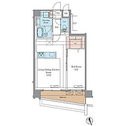 ラグゼナ平井サウス 2階1LDKの間取り