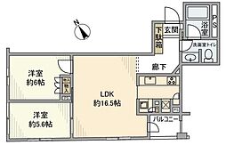 プラウドジェム市ヶ谷 2LDKの間取図画像