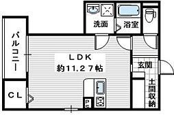 南海高野線 狭山駅 徒歩7分の賃貸アパート 1階ワンルームの間取り