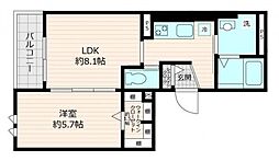 CHOUCHOU TOKIWADAI 2階1LDKの間取り