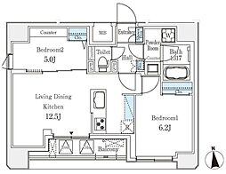 クラリティア文京湯島 9階2LDKの間取り