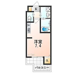 カーサフォルトゥナート羽曳野II 1Kの間取図画像