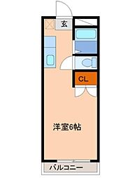 ヒロ大巌寺 3階ワンルームの間取り