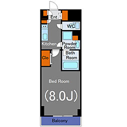 コンシェリア東京BAYSIDE　COURT 5階1Kの間取り