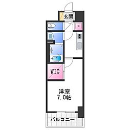 南海線 石津川駅 徒歩6分の賃貸マンション 5階1Kの間取り