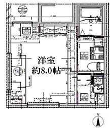 ルーチェ入谷 5階ワンルームの間取り