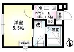 ウェストウィング横浜 1Kの間取図画像