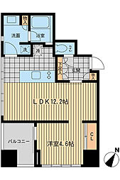 都営大江戸線 勝どき駅 徒歩1分の賃貸マンション 7階1LDKの間取り