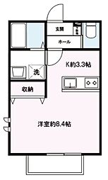 ハイブリッチ(愛甲4)0 ワンルームの間取図画像