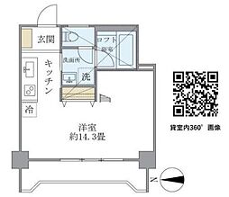 プラザラポール 11階ワンルームの間取り