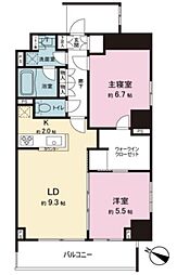 Grace Court Meguro 5階2LDKの間取り