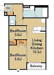 Relier相模原(ルリエサガミハラ) 2LDKの間取図画像