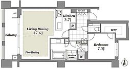 ザコノエ三田綱町 2階1LDKの間取り