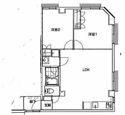 東京メトロ有楽町線 月島駅 徒歩2分の賃貸マンション 3階2LDKの間取り