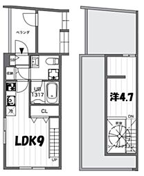 新宿区中落合4丁目アパート 1LDKの間取図画像