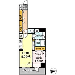 ルミエール品川橋 1LDKの間取図画像