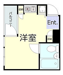 グローバリービューテラスIV 6階ワンルームの間取り