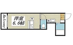 ベネボレンス千早 ワンルームの間取図画像