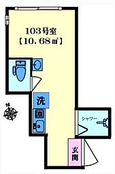 CharlesHouse高田馬場 1階ワンルームの間取り
