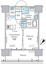 HARUMIFLAGPORTVILLAGEC棟 1LDKの間取図画像
