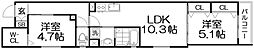 ワンライフ私市 2LDKの間取図画像